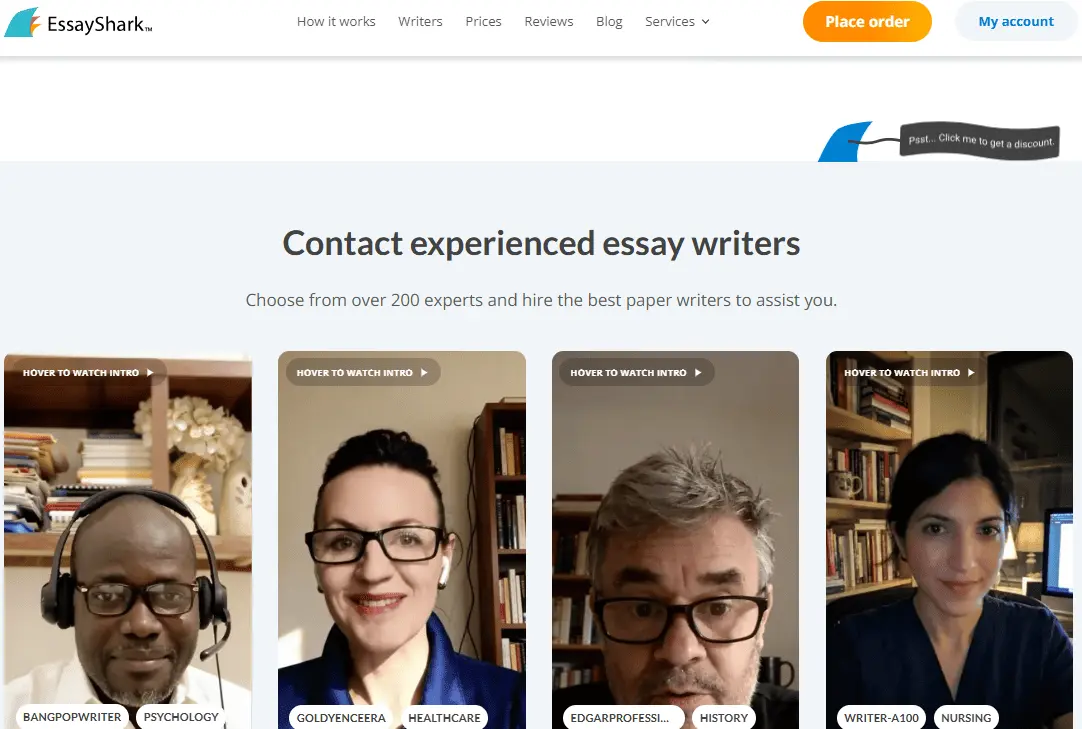 EssayShark website screenshot